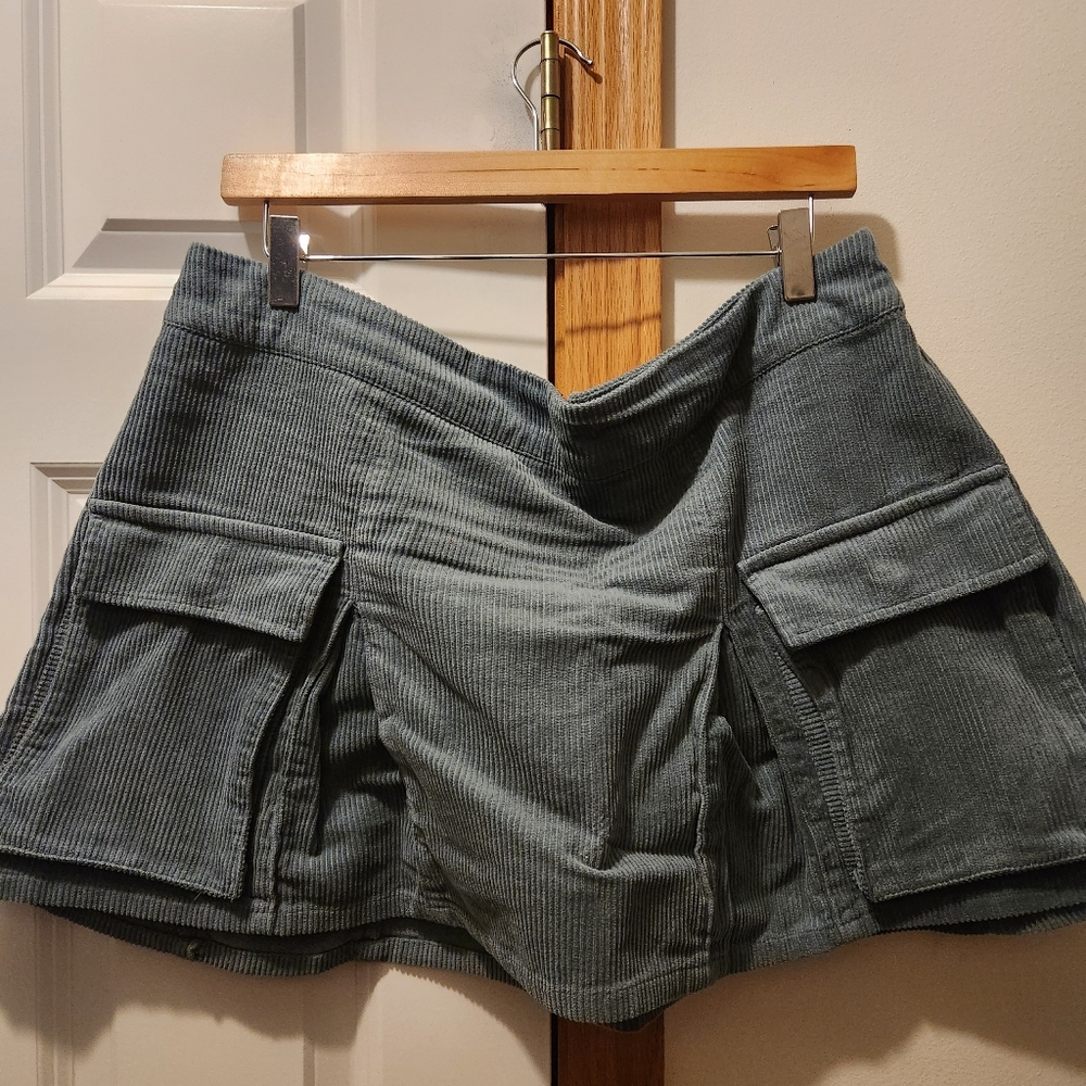 Women's Corduroy Cargo Pleated Mini Skirt Wild Fable- Turquoise Size L